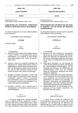 Legge-quadro per l`assistenza, l`integrazione sociale e i diritti delle