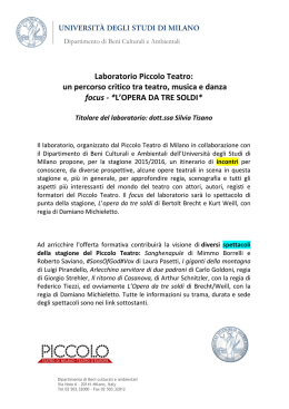 Laboratorio Piccolo Teatro - Web server per gli utenti dell`Universit&agrave;