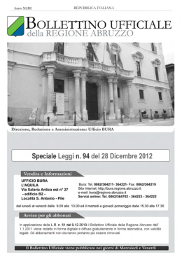 Speciale 28 - 12 -2012, n. 94 - Bollettino Ufficiale Regione Abruzzo