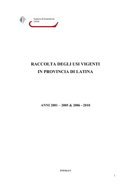 Raccolta usi della provincia di Latina anni 2201-2005 e 2006-2010