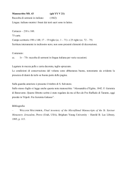 Manoscritto MS. 43 (già YY V 21) Raccolta di sermoni in italiano