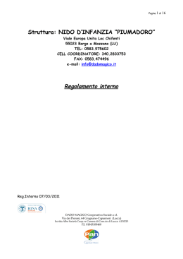 Struttura: NIDO D`INFANZIA &ldquo;PIUMADORO&rdquo; Regolamento interno