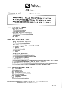 tariffario del Dipartimento di Prevenzione Medica