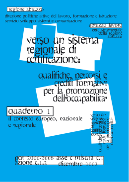 VERSO UN SISTEMA REGIONALE DI CERTIFICAZIONE: