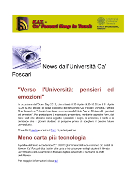 News dall`Università Ca` Foscari