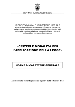 Testo coordinato criteri generali settembre 2012