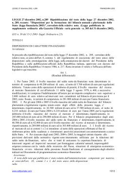 LEGGE 27 dicembre 2002, n.289