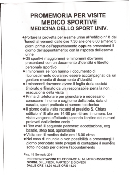 promemoria per visite - Polisportiva Sangiulianese