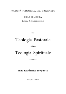Teologia Pastorale Teologia Spirituale