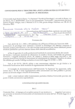 Convenzione per il tirocinio pre e post lauream per gli