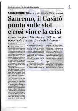 Sanremo, il Casinò punta sulle slot e così vince la crisi