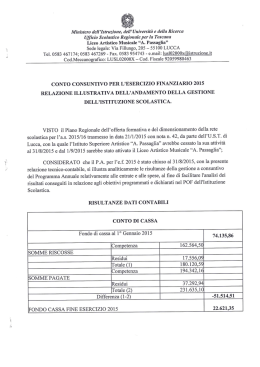 relazione conto consuntivo al 31 agosto 2015