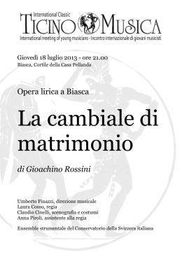 Opera lirica a Biasca di Gioachino Rossini