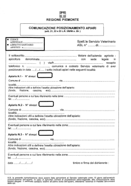 Modulo Comunicazione alle ASL spostamento apiari