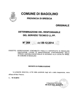 LLPP Determinazione n. 269 del 09.12.2014