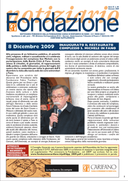 Notiziario della Fondazione Cassa di Risparmio di Fano