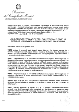 Intesa sullo schema di decreto interministeriale concernente la