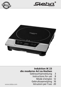 Induktion IK 23 die moderne Art zu Kochen Gebrauchsanweisung 3