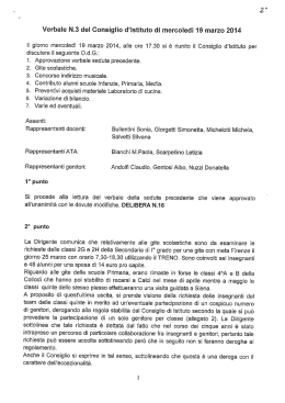 Verbale N.3 del Consiglio d`Istituto di mercoledì 19 marzo
