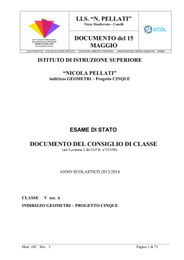 IIS &ldquo;N. PELLATI&rdquo; DOCUMENTO del 15 MAGGIO