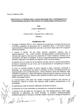 protocollo d`intesa per la realizzazione dell`apprendistato