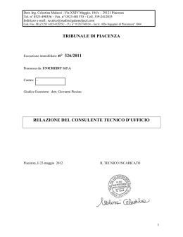 TRIBUNALE DI PIACENZA RELAZIONE DEL CONSULENTE