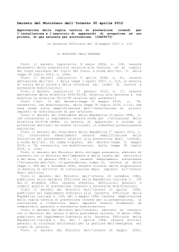 Decreto del Ministero dell`Interno 30 aprile 2012