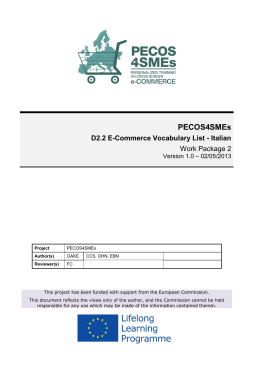 PECOS4SMEs D2.2 E-Commerce Vocabulary List