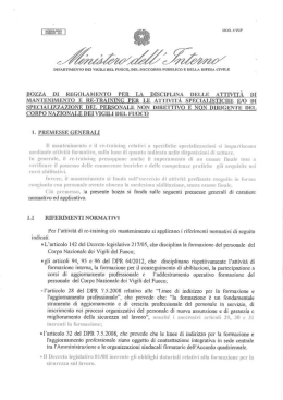 bozza regolamento retraining - Coordinamento Nazionale Vigili del