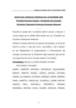 Seduta consiliare del 10 novembre 2005 1 Presiede