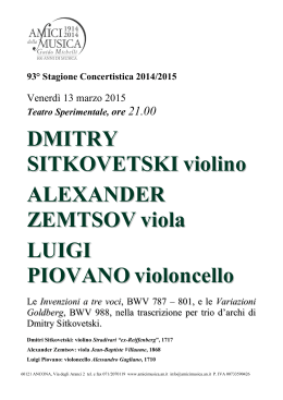 DMITRY SITKOVETSKI violino ALEXANDER ZEMTSOV viola LUIGI