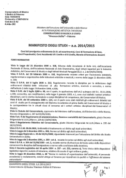 Manifesto degli studi A.A. 2014-2015