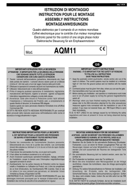 ISTRUZIONI DI MONTAGGIO INSTRUCTION POUR LE