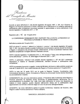Accordo ai sensi dell`articolo 4, del decreto legislativo 28