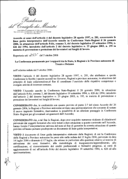 Accordo ai sensi dell`articolo 4 del decreto