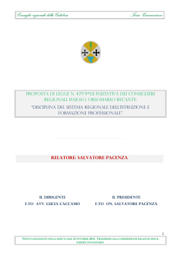 Testo in attesa di parere - Consiglio regionale della Calabria