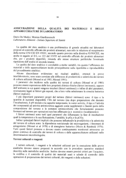 assicurazione della qualità dei materlali e delle apparecchiature di