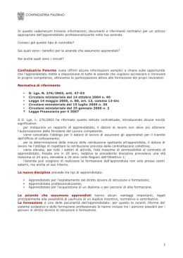 Vademecum apprendistato con tabella e modifiche