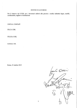 IPOTESI DI ACCORDO Per il rinnovo del CCNL per i