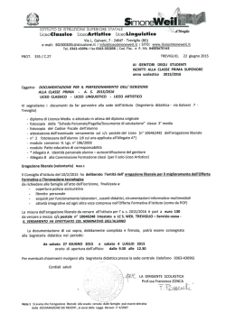 Documentazione per l`iscrizione alla classe prima a.s. 2015/16