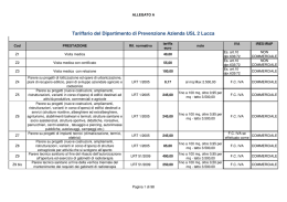 nuove tariffe per le prestazioni del Dipartimento di Prevenzione