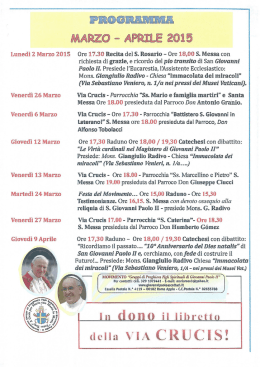 Luned&igrave; 2 Marzo 2015 Ore 1`? Recita del S. Rosario
