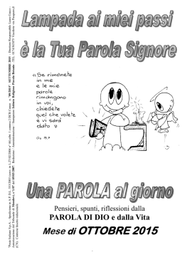 Ottobre 2015 - Comunit&agrave; Piccola Betania