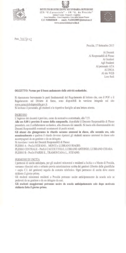 Norme per il buon andamento delle attivit&agrave; scolastiche a.s. 2015/16