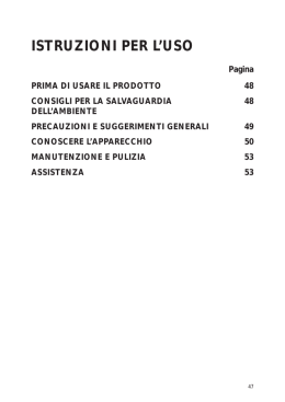 ISTRUZIONI PER L`USO