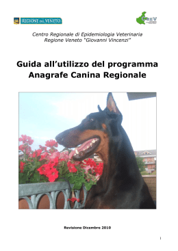 Guida all`utilizzo del programma Anagrafe Canina Regionale