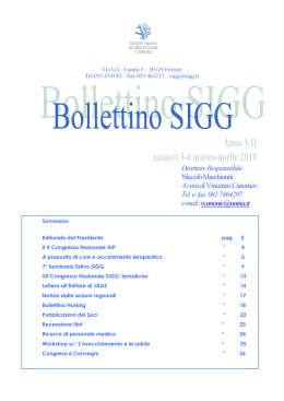 Numeri 3 - 4 Marzo - Aprile 2010 - Societá Italiana di Gerontologia e