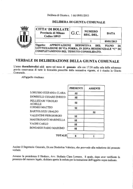 Delibera G.C. n. 1 del 09.01.13 Approvazione