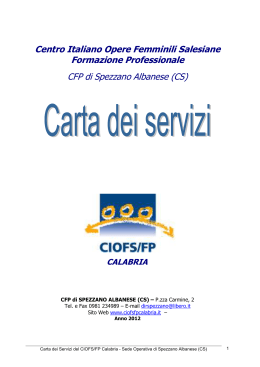 Carta dei servizi CIOFS/FP Spezzano Albanese 2012