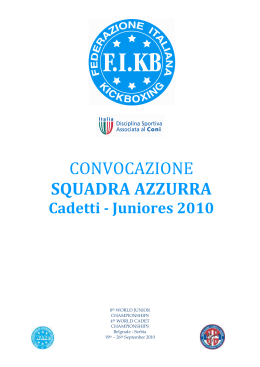 CONVOCAZIONE SQUADRA AZZURRA